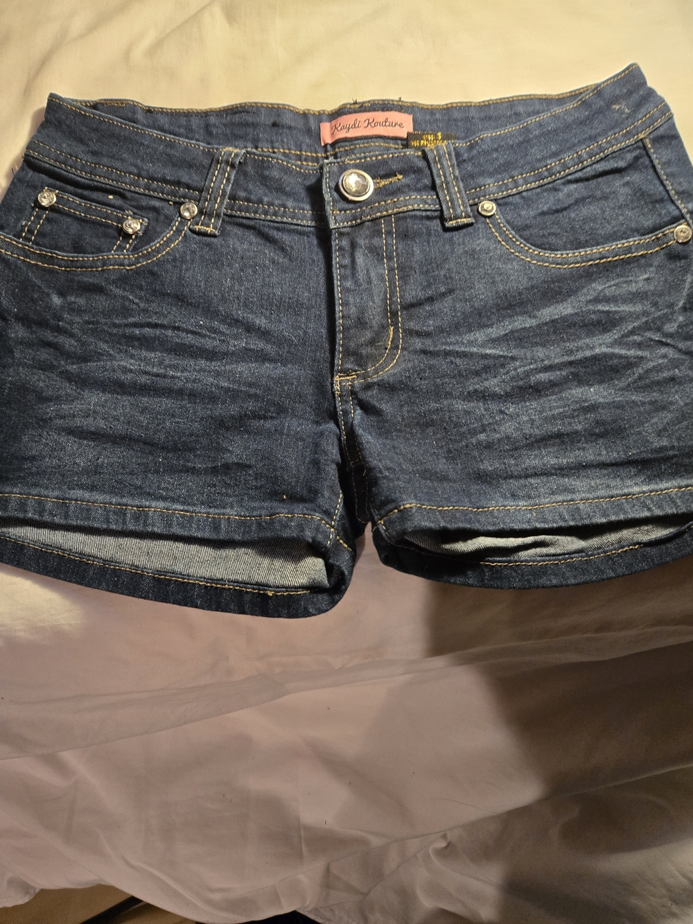 Dark Blue Denim Jean Shorts - Low Rise Casual
